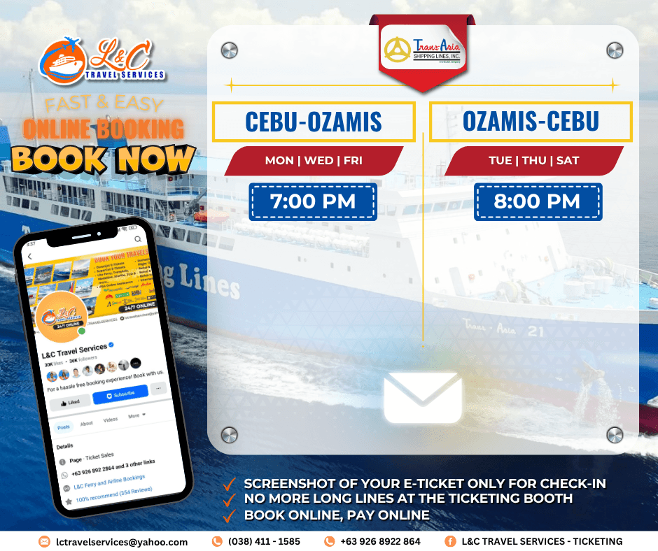 Cebu to Ozamis (vice versa)