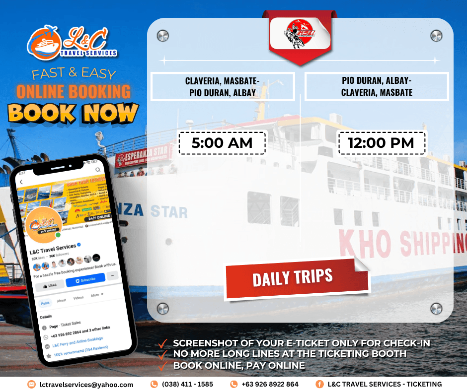 Claveria, Masbate to Pio Duran, Albay (vice versa)