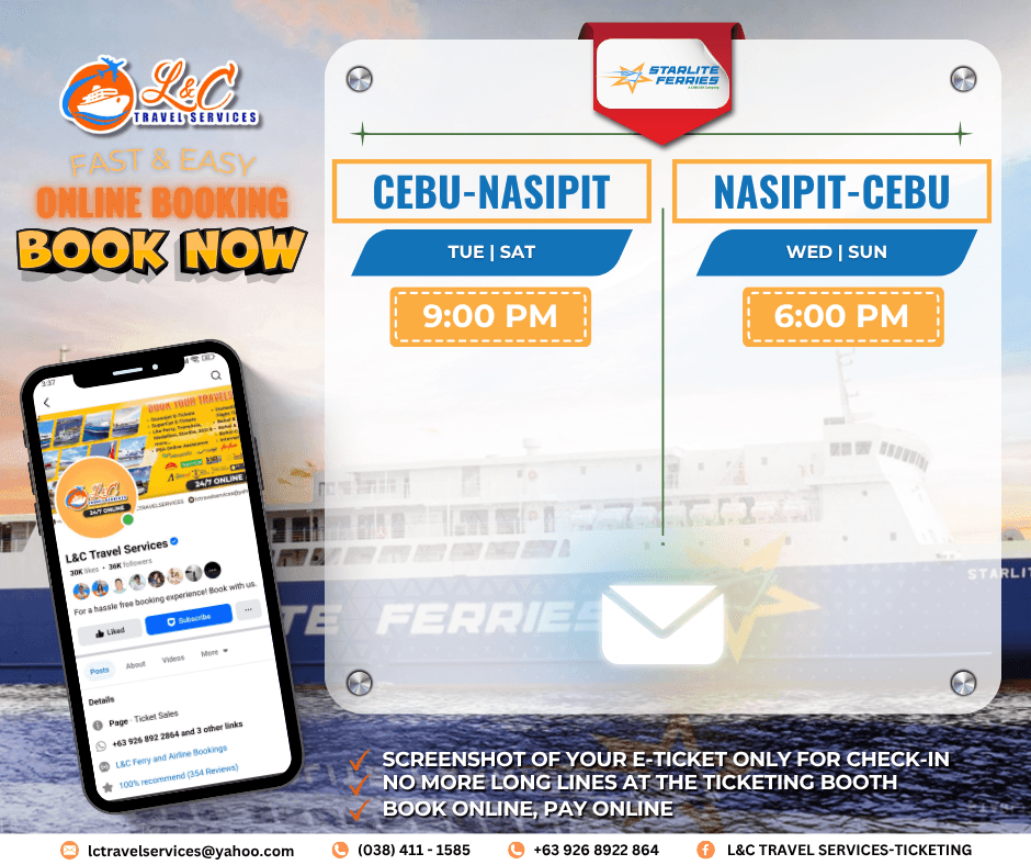 Cebu to Nasipit (vice versa)